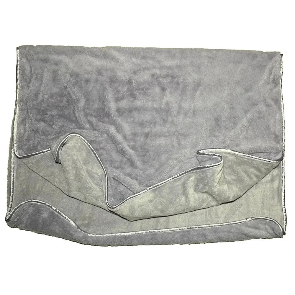 Brookstone NAP Light Purple Travel Blanket Thick 2Ply Throw Satin Trim 40x60 htf